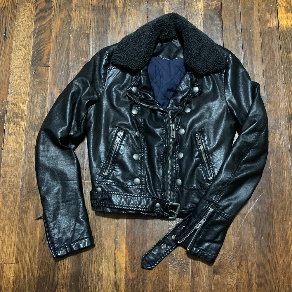 Free People Ashville Vegan Leather Moto Jacket